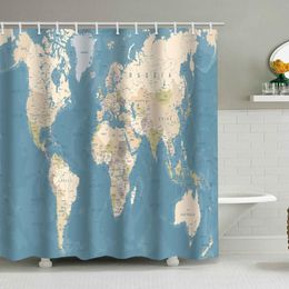 Curtains the World Map Polyester Fabric Shower Curtain with Countries and Ocean Geography Curtains for Bathroom Decor 29ea