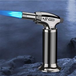 Kitchen Flame Torch Lighter Powerful Three Tube Straight Big Fire Luminous Outdoor Gun Butane Turbo Cigar Without Gas Lighters 1UY1