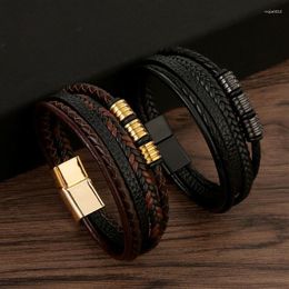 Charm Bracelets Style Luxury Men's Leather Bracelet High Quality Multi-layer Combination Bangle For Men Jewellery Wholesale