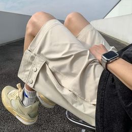 Men's Shorts 2023 Summer Men Casual Solid Colour High Street Fashion Button For Drawstring Male Korean