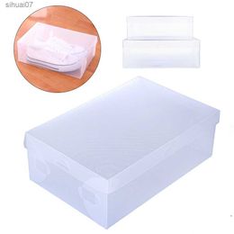 10pcs Plastic Shoe Box Transparent Shoe Box Storage Box Foldable Shoes Case Holder Shoebox Transparent Shoes Organizer Boxes L230705