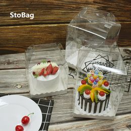 Gift Wrap StoBag 10pcs Handle Transparent Heighten Boxes For Cake Decoration Gift Food Package Wedding Birthday Supplies Baby Show 230704