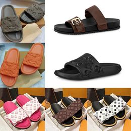 mens womens slippers platform Pool Pillow Mules Women Sandals Sunset Flat Comfort Mules Padded Front Strap Slippers house coach rubber bedroom styleSl slide