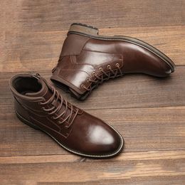 2023 New Men's Ankle Boots Brand Leather Boots For Men Retro British Style With Zipper Boots