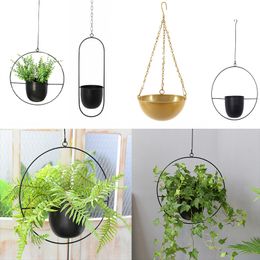 Planters Pots Nordic Metal Hanging Chain Flower Basket Plant Planter Garden Pot Vase Holder Home Balcony Decoration 230704