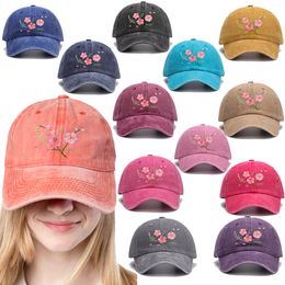 Ball Caps Cherry Blossoms Mom Hats Embroidered Sakura Baseball Cap Flower Trucker Hat Women Sun Visor Her Gift 230704