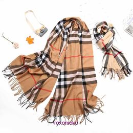 Factory Designer Original Bur Home Winter scarves online store Autumn and New Korean Women's Striped Plaid Imitation Cashmere Scarf Large Shawl Dual Use