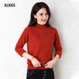 Women's Sweaters XJXKS 2023 Winter Plus Velvet Thick Women Turtleneck Sweater Comfortable Wool Knitted Pullover