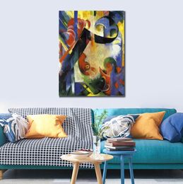 Abstract Landscape Canvas Art Broken Forms Franz Marc Painting Handmade Modern Decor for Entryway