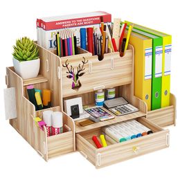 Pencil Cases HCKG Pen Holder Nordic Lns Storage Box Creativity Office Desk Stationery Wooden Large Capacity Rack Book 230705