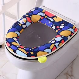 Toilet Seat Covers Autumn Winter Skin-friendly Short Fleece Mat Household Cushion Zipper Type Ring Pad With Handles