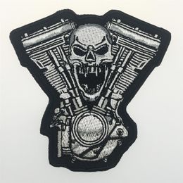 Quality Brotherhood Music Skull Embroidered Iron On Patch DIY Appliequie Accessory Embroidery Sew On Badge Motorcycle Punk Biker P217z