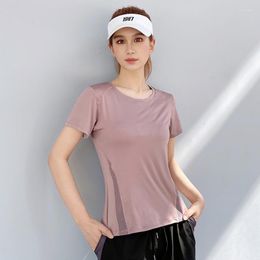 Active Shirts Plus Size S-XXXL Sport Women Yoga Tops Mesh Gym T-Shirts Short Sleeve Quick Dry Breathable Workout Fitness Clothing