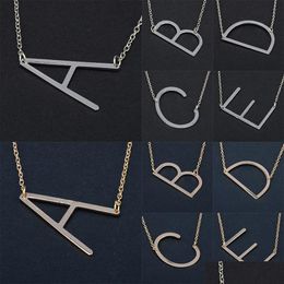 Pendant Necklaces A-Z Personalised Initial Letter For Women Sideways Gold Sier Rose 26 English Alphabet Chains Fashion Jewellery Drop Dheg1