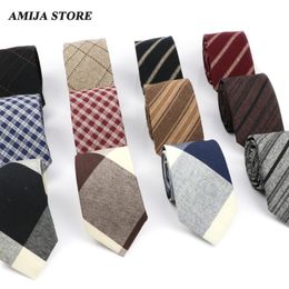 Tie Clips Design Cotton Plaid Necktie Gift For Men Fashion Casual Man s Neckties Wedding Party Suits Print Cravat 230704