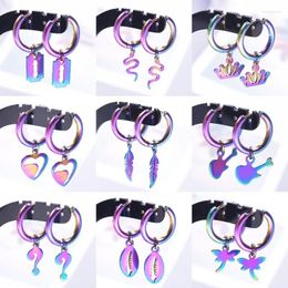 Dangle Earrings Korean Style Wing Feather Snake Pendant Hoop For Women Hip Hop Men Music Guitar Pendientes Hombre Jewelry Gift