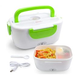 Lunch Boxes Bags Electric Heated Lunch Box Portable 12V-24V 110V 220V Bento Boxes Food Heater Rice Cooker Container Warmer Dinnerware Set 230704