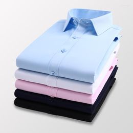 Men's Dress Shirts Male Business Formal Short-Sleeve Shirt Regular Turn-Down Collar Solid Fits Size To 8XL Man Office Clothes