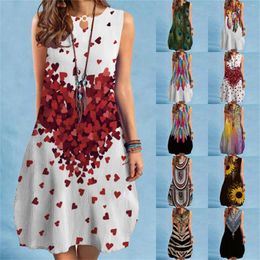 Casual Dresses Dress Ladies Loose Sleeveless Printed Midi Waist Apron Womens Floral Maxi