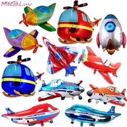 Airplane Aluminum Foil Balloons Plane Globos Aircraft Air Balloon Kids Boy Inflatable Toy Birthday Party Decorations Baby Shower L230626