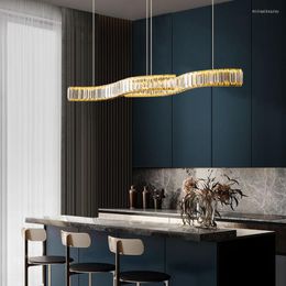 Pendant Lamps Restaurant LED Light Luxury Crystal Chandelier Post-modern Creative Personality Simple S-shaped Dining Table