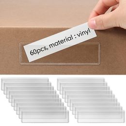 Business Card Files MOHAMM 60 PCS Clear Adhesive Shelf Tag Pockets Label Holders for Organising Classify Items Student Stationery Office Supplies 230705