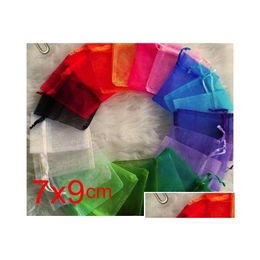 Jewellery Pouches Bags Omh Wholesale100Pcs 7X9Cm 25 Colour Mixed Nice Chinese Voile Christmas / Wedding Gift Bag Organza Jewlery Pouch Dhjp1