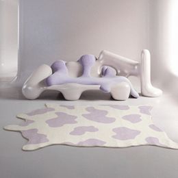 Carpet IG Girly Bedroom Large Area Decorative Irregular Design Cow Light Color Living room Rugs Fluffy Soft Cute Children s Mat 230705