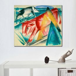 Abstract Canvas Art Animals Franz Marc Handcrafted Oil Painting Modern Decor Studio Apartment