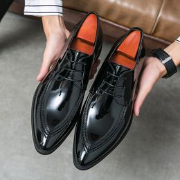 2023 New Men's Dress Leather Shoes High Classic Comfortable Pointed Toe Lace-up Business Shoes Fashion Casual Wedding Party