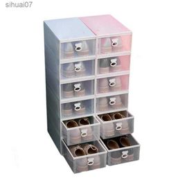 Dustproof Stackable Drawer Shoe Box Household Accessories Shoe Basket Transparent Dormitory Storage Shoebox 2023 Drawer-type L230705