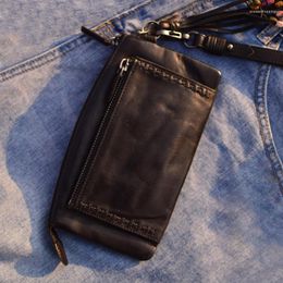 Wallets AETOO Handmade Custom Small Purse Niche Japanese Hipster Cowhide Money Clip Portable Pocket Carrying Short