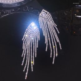 Dangle Earrings Luxury Big Long Tassel Drop For Women Shiny Crystal Rhinestone Hanging Earring Wedding Party Jewellery Accessories