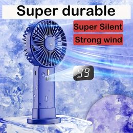 1pc Portable Handheld Fan With Led Display, Mini Desk Fan, Multi-Function Fan, 2000mAh Ultra-Long Battery Life, Ultra-Quiet, 6-Speed Visual Adjustment Usb Fan