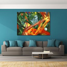 Abstract Landscape Canvas Art Little Monkey Franz Marc Painting Handmade Modern Decor for Entryway