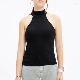 Women's Tanks Womens Cotton Camis Solid Colour Girl's Tops For Summer Turtleneck Neck Vest Women Sleeveless T-shirts Basic Clothings