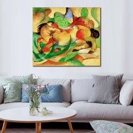 Abstract Canvas Art Springendes Pferd Franz Marc Handcrafted Oil Painting Modern Decor for Studio Apartment