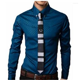 Men's Dress Shirts 2023 Luxury Business Style Slim Soft Comfort Long Sleeve Tops Casual Argyle Shirt For Men Clothing S-5XL