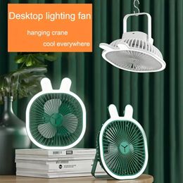 1pc 1200mAh Usb Rechargeable Three-speed Wind Power Five-in-one Folding Wall-mounted Table Lamp Mosquito Repellent Small Fan Home Mute Portable Mini Electric Fan