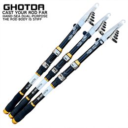 Boat Fishing Rods GDA Telescopic Spinning Fishing Rod Fishing Pole for Travel Saltwater Freshwater 2.1M-3.6M 230704