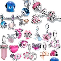 Charms 925 Sier Charm Beads Dangle Pink Murano Glass Plata Bead Fit Pandora Bracelet Diy Jewelry Accessories Drop Delivery Findings Dhq9D