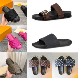 designer slipper woman Brand Slides black Scuff 31 MODELS Flat Sandals Pool Pillow Mules Sunset Padded Front Strap Mule house slippers platform bedroom coach Slide