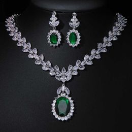 Pendant Necklaces EmmayaZircons Shiny Cubic zirconia Evening Dress Jewellery Set for Women Fashion Bridal Wedding Accessories Z230706