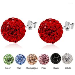 Stud Earrings RE Sterling 6MM 8MM Trendy Brand Disco Pave Ball Crystal For Women Wholesale Fashion Jewelry J35