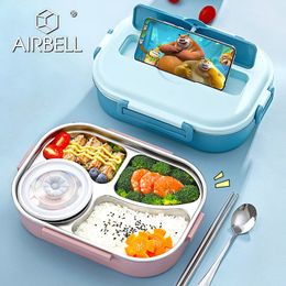 Lunch Boxes Lunch Box 304 Stainless Steel Kids And Adults Bento Lunchbox Food Storage Containers Kawaii Portable Thermal Bag Picnic Cutlery 230704