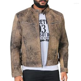 Men's Jackets Europe And The United States Old Biker Leather Jacket Teenage Stand-up Collar Punk Temperament Fashion