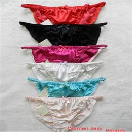 Whole 6 Pieces Pure 100% Silk Women's String Bikini Panties Underwear SIZE S M L XL XXL W26 -41 255S