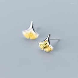 Stud Earrings MloveAcc Ginkgo Biloba Leaf Earring Real 925 Sterling Silver For Women Girl Fashion Female Jewelry Gift