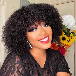 Afro Kinky Curly Wigs Full Machine Cheap Wig Diva1 Glueless Human Hair Wigs For Balck Women Remy Brazilian Short 4c Human Wig 130%density