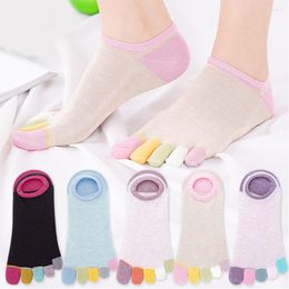 Women Socks Super Kawaii Summer Comfortable 5 Fingers Fashion Unique Toe Ankle Hosiery Patchwork Color Chic Invisible Anti-Slip